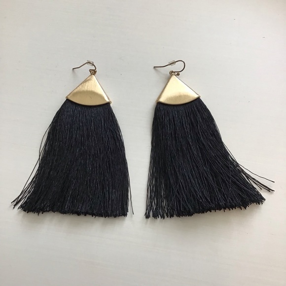 Jewelry - Large Black Fringe Earrings